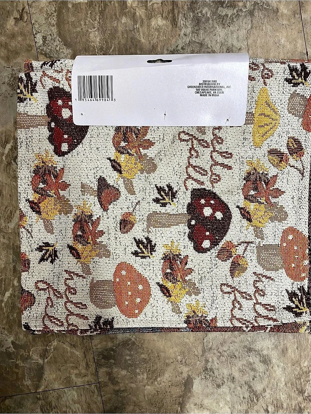 70 Inch Table Runner Fall Harvest Floral White & Orange NWT